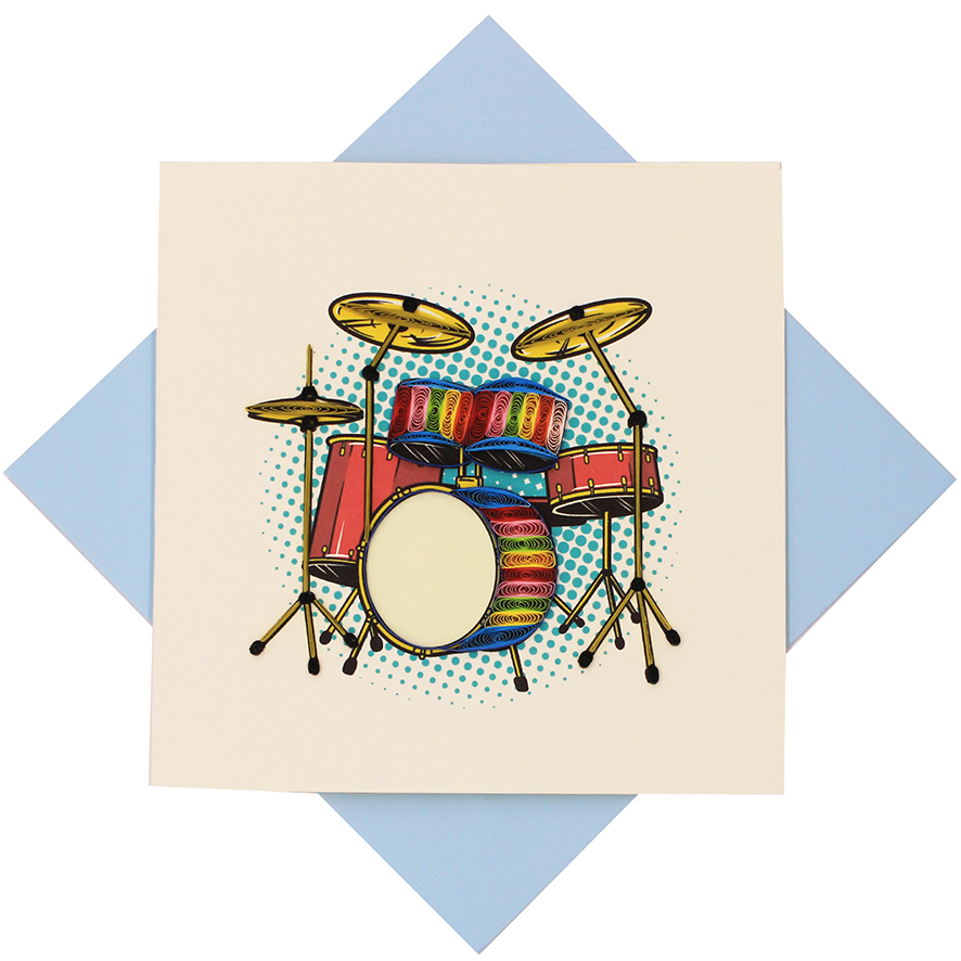 Quilled Drum Set Card